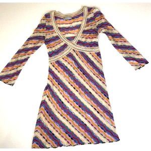 Missoni Dress Knit Striped Asymmetrical Short Mini Dress Size 6 Made in Italy